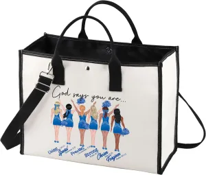 LEVLO Cheerleader Makeup Bag Cheerleading Gift God Says You Are Unique Special Lovely Chosen Forgiven Cheer Team Zipper Pouch Bag Cheer Coach Gift (God Cheerleader LT)