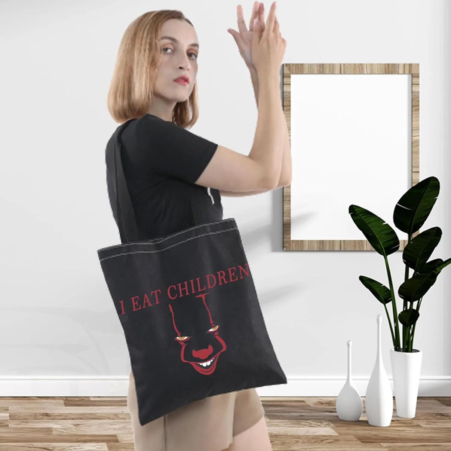 LEVLO Clown Cosmetic Make Up Bag Clown Fans Gift I Eat Children Makeup Zipper Pouch Bag Horror Movie Merchandise (I Eat Children BT)