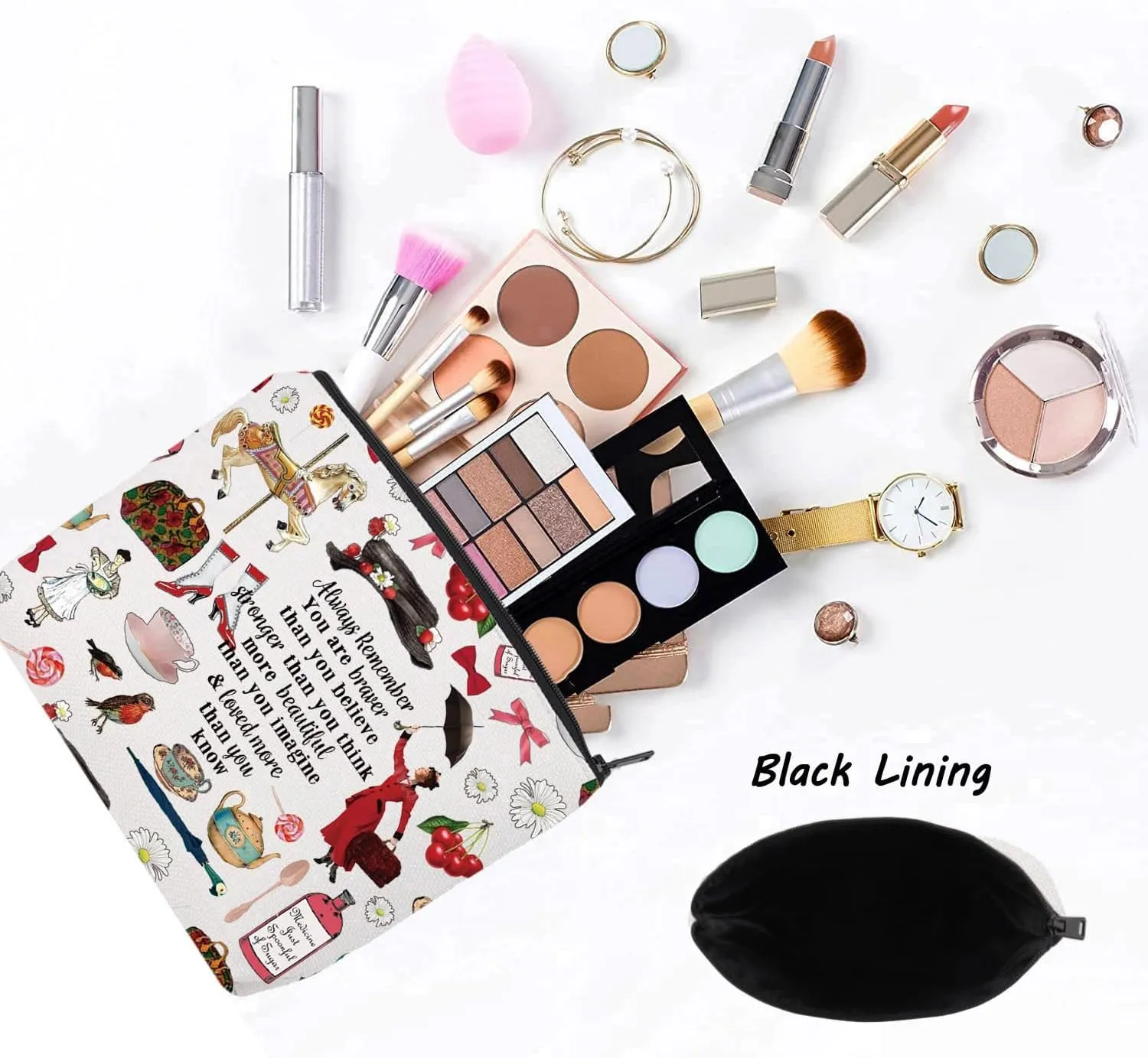 LEVLO Mary Movie Cosmetic Makeup Bag - You Are Braver Stronger Smarter Than You Think - Zipper Pouch for Mary Fans (Always Mary)