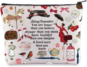 LEVLO Mary Movie Cosmetic Makeup Bag - You Are Braver Stronger Smarter Than You Think - Zipper Pouch for Mary Fans (Always Mary)