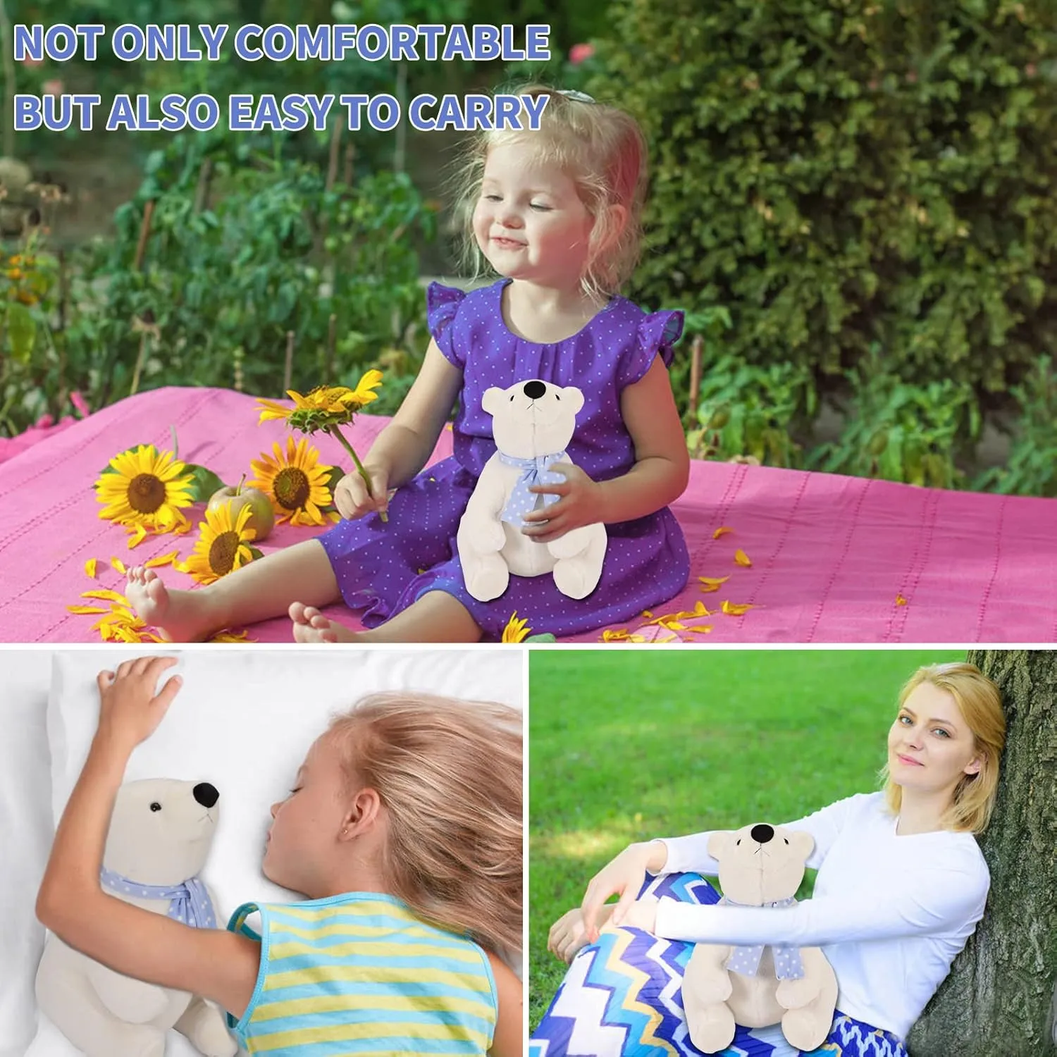 Lifelike Super Soft Cute Polar Bear Plush Toy with Scarf, Kawaii Cute Polar Bear, 15.7 Inch, Perfect for Kids, Children, Family, Xmas, Birthday Gifts