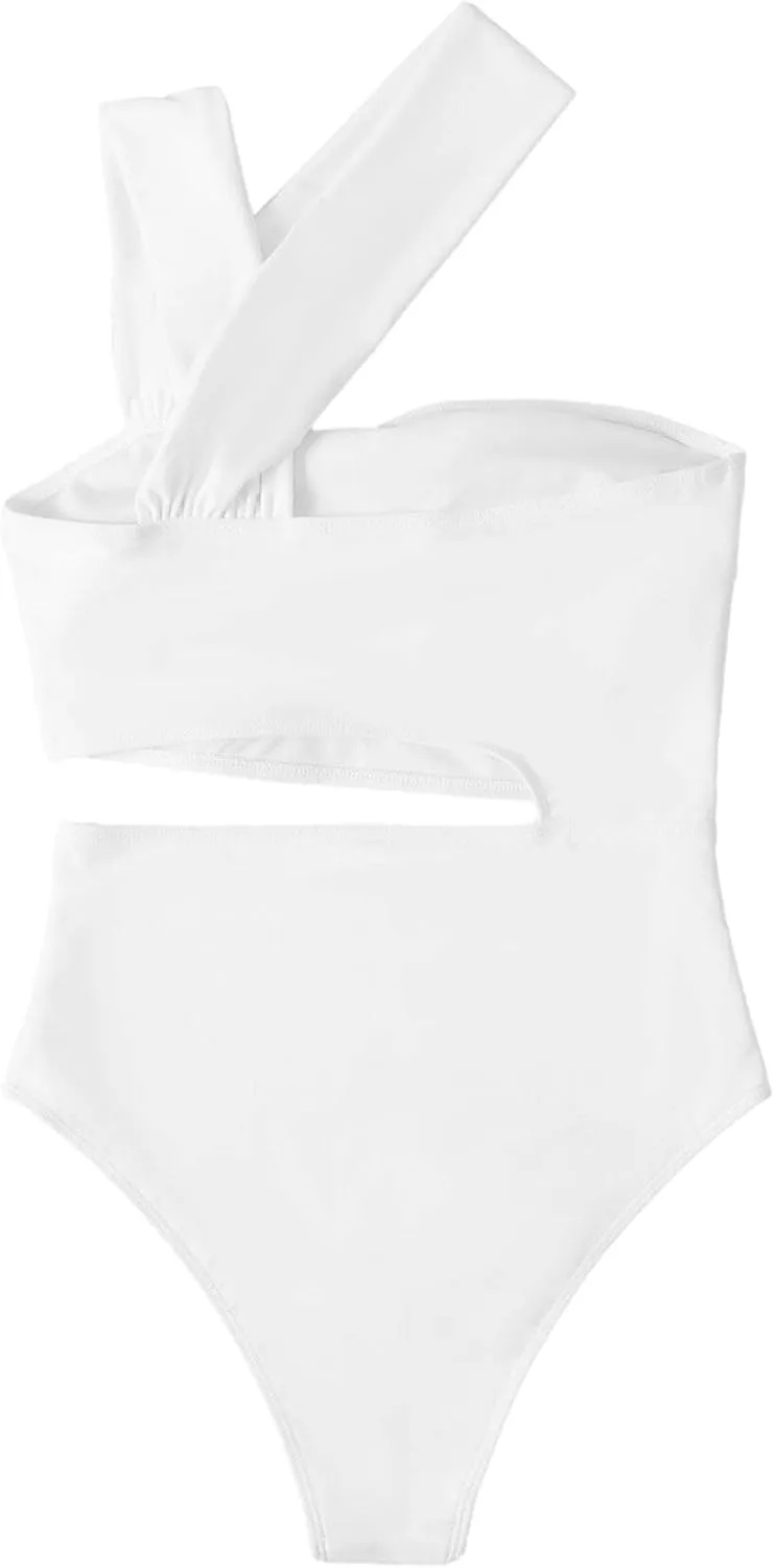 Lilosy Cute Cutout High Waist One Shoulder Piece Swimsuit Bikini Bathing Suit