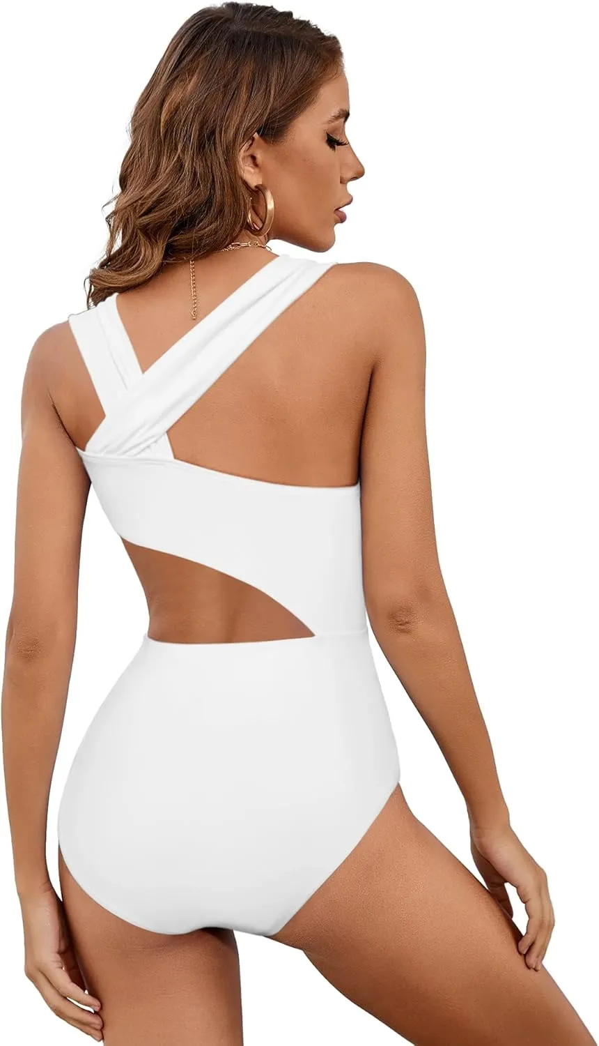 Lilosy Cute Cutout High Waist One Shoulder Piece Swimsuit Bikini Bathing Suit