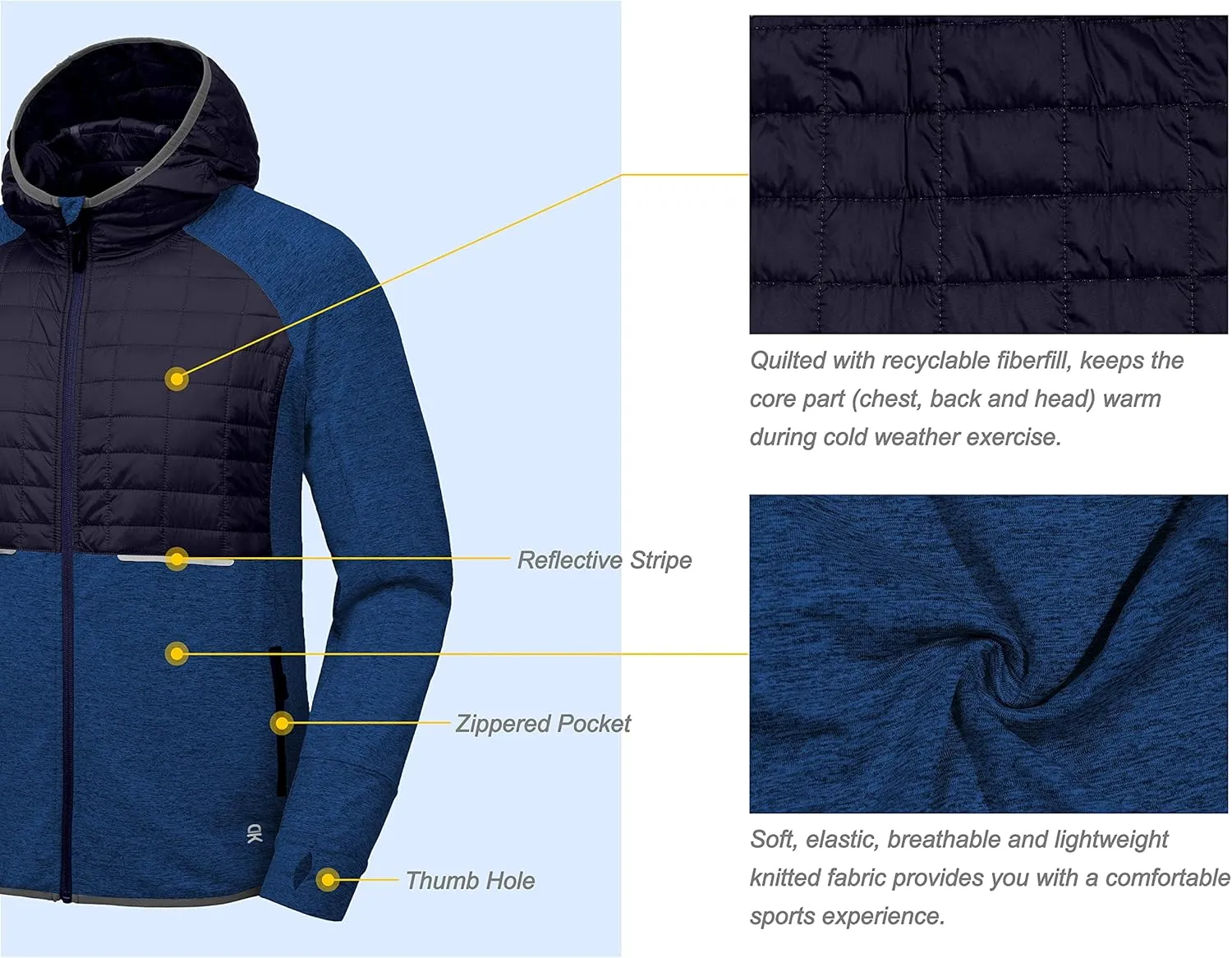 Little Donkey Andy Men's Lightweight Running Jackets Full Zip Hooded Sports Jacket for Winter Hiking Golf Casual