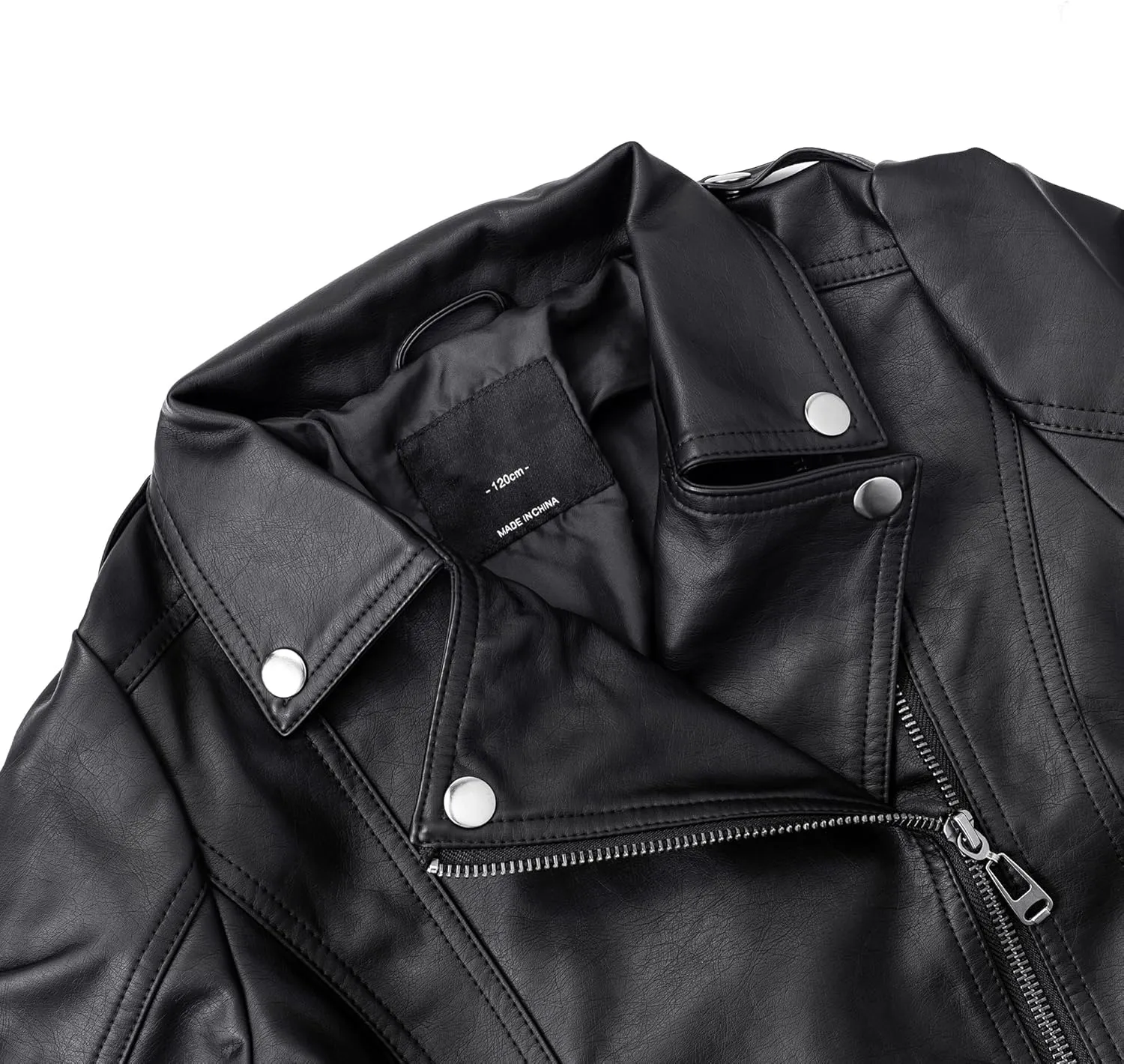 LOKTARC Boys Girls Spring Motorcycle Faux Leather Jackets with Oblique Zipper