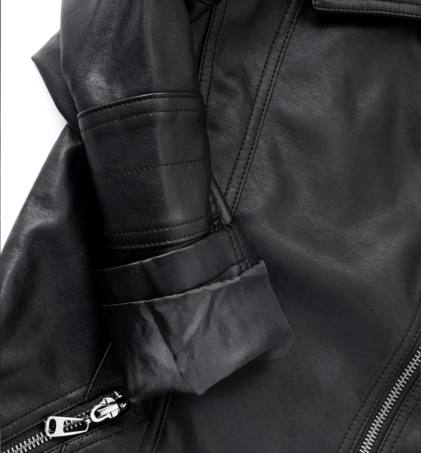 LOKTARC Boys Girls Spring Motorcycle Faux Leather Jackets with Oblique Zipper