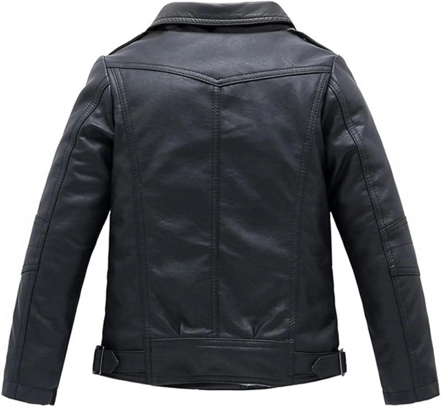 LOKTARC Boys Girls Spring Motorcycle Faux Leather Jackets with Oblique Zipper