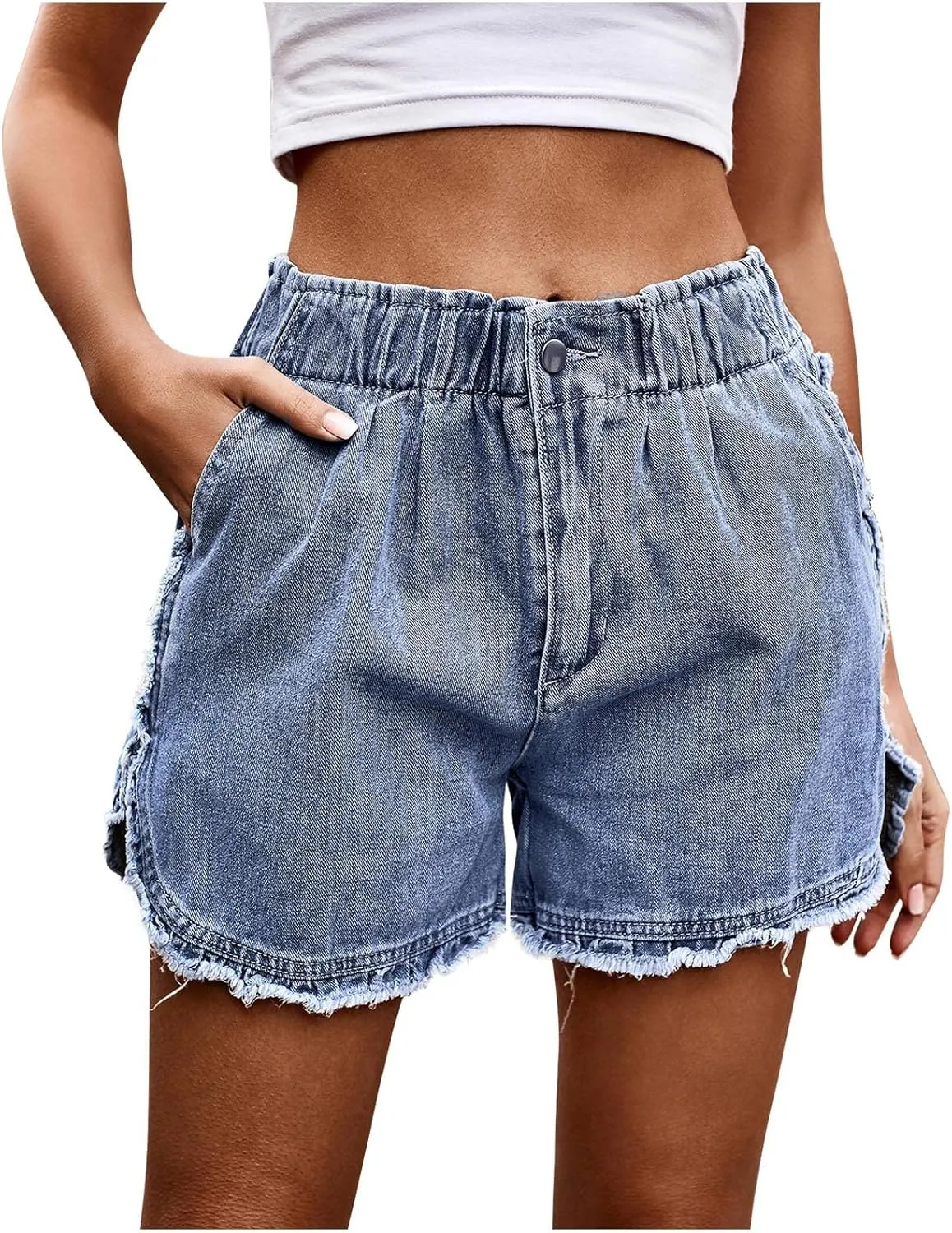 Loose Fit for Women Fall Summer Denim Western High Cut Tie Knot Straight Leg Basic Pants Shorts Jeans Women 2025