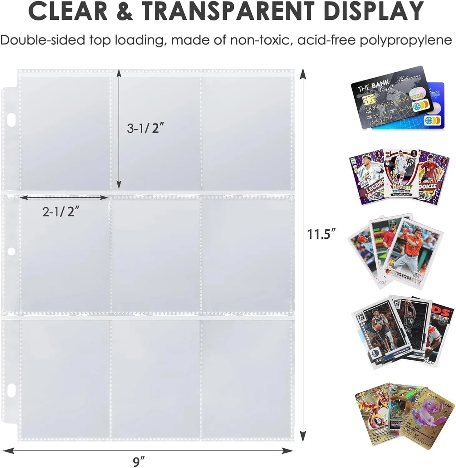 Lorcana Binder 9 Pocket, Large Lorcana Trading Card Binder with 50 Lorcana Card Sleeves Fit 900 Cards, PU Leather Card Collection Binder for Lorcana Cards Display Storage