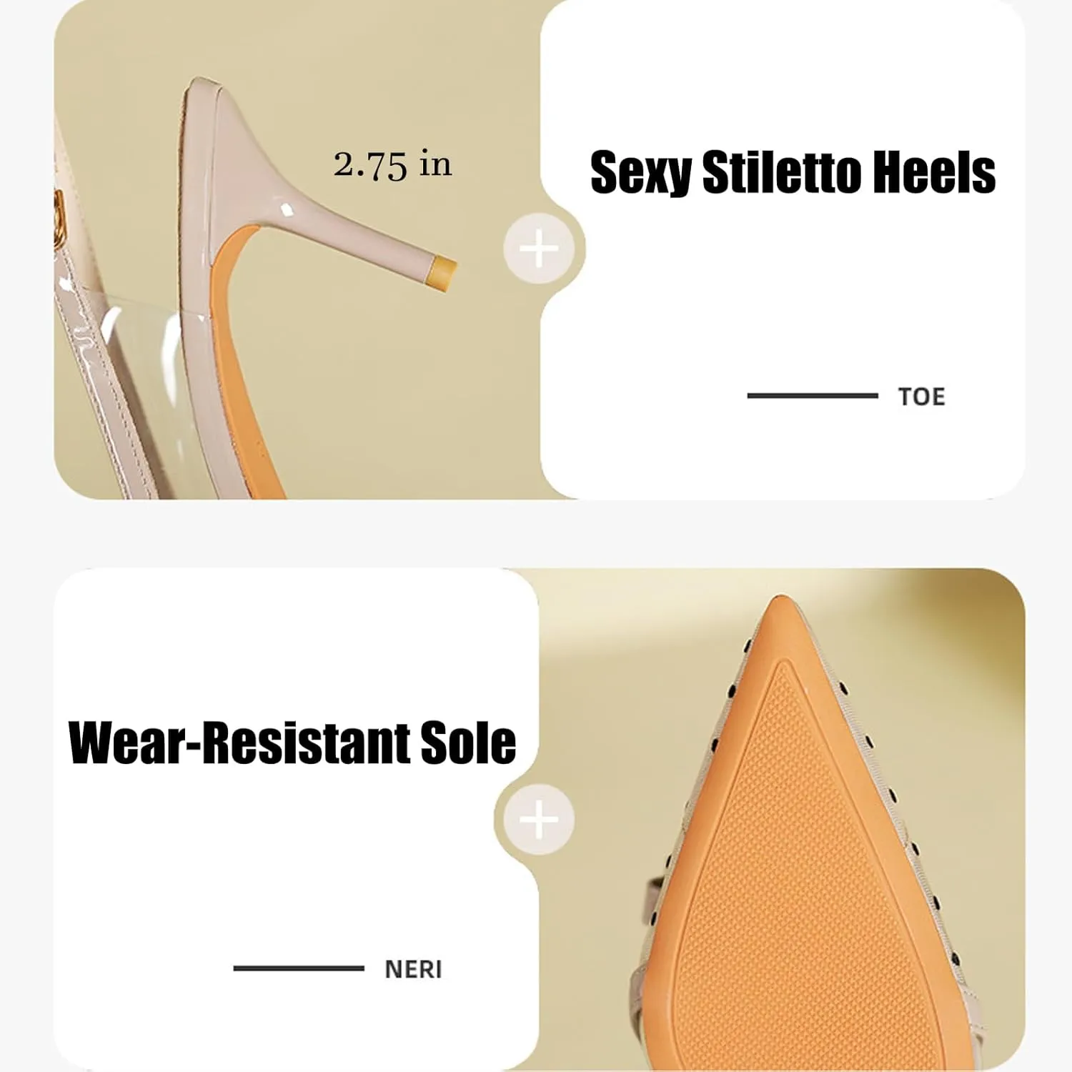 Lossarye Women's Bow Slingback Stilettos Closed Pointed Toe Mesh Breathable Ankle Strap High Heels Dress Pumps