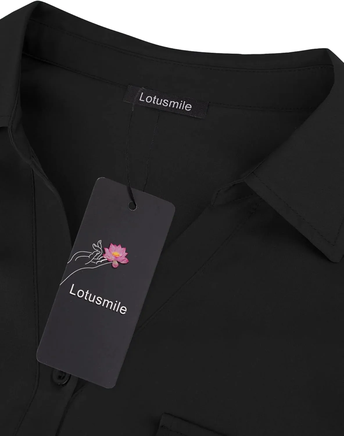Lotusmile Women's Dressy Lapel Button Down Shirts for Work Office Business Casual Chiffon Blouse Tops