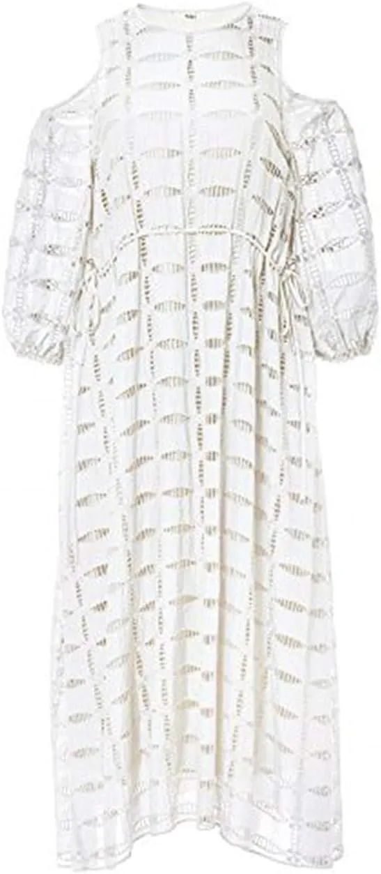 Luca Eyelet Open Shoulder Ivory Dress