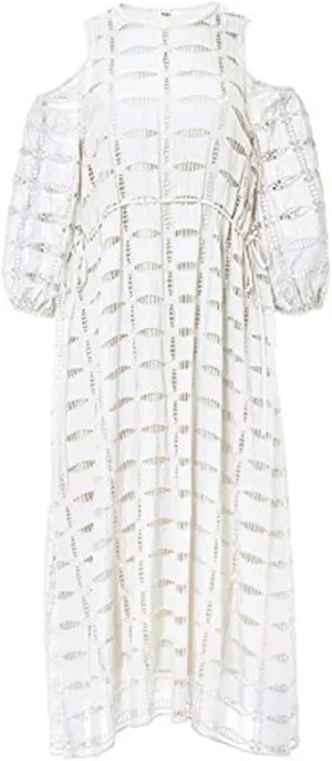 Luca Eyelet Open Shoulder Ivory Dress