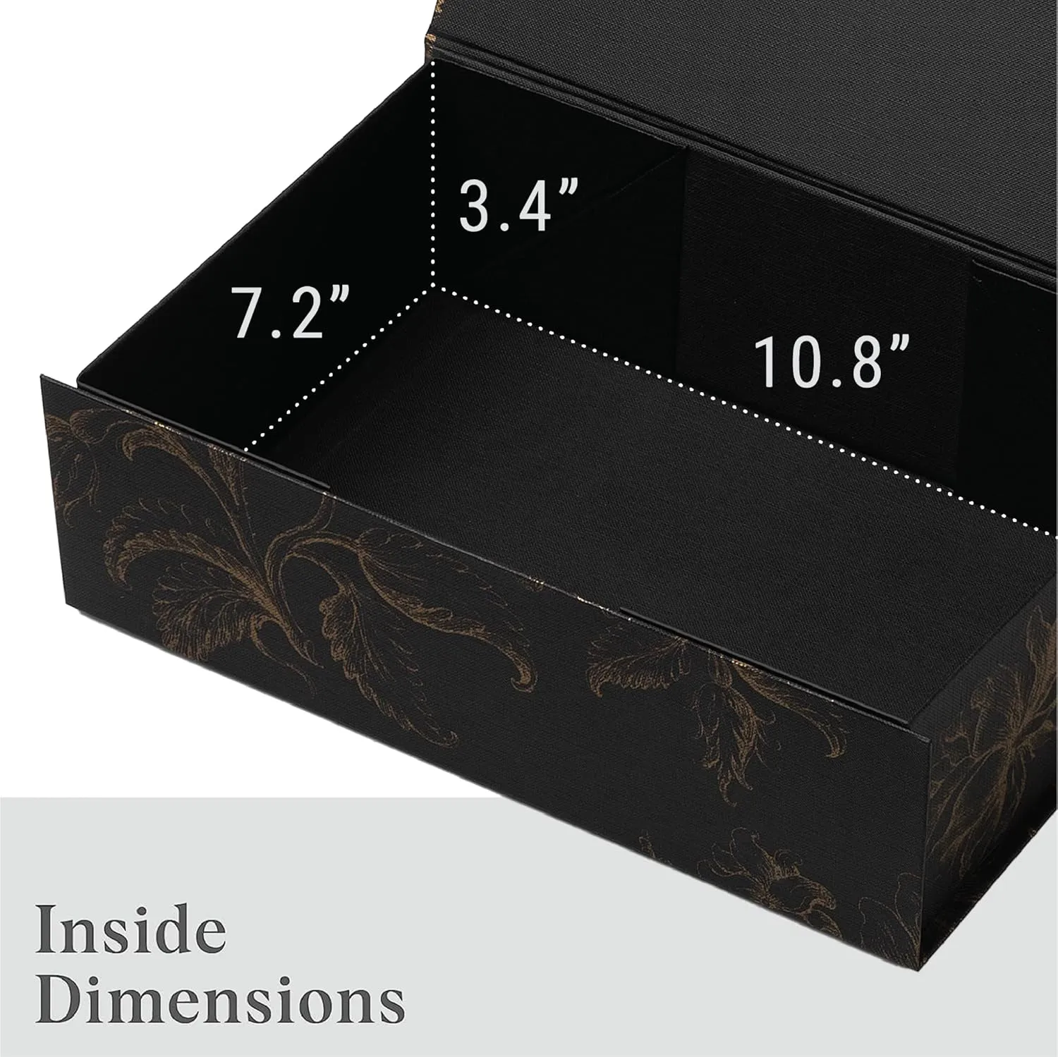 Luxury Keepsake Gift Box 3-Pack | Black Gold Floral Decorative Boxes with Magnetic Lids for Presents, Wedding Memory Box, and Bridal Gifts. 11.5" x 7.5" x 3.5"