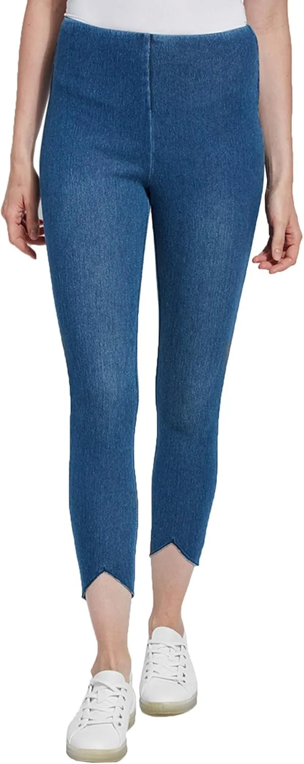 Lysse Leggings Women's Lynette Scallop Edge Shaping Denim Legging, 2478, Mid Wash, L