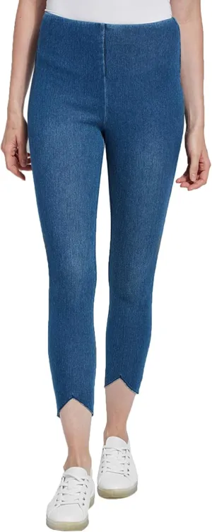 Lysse Leggings Women's Lynette Scallop Edge Shaping Denim Legging, 2478, Mid Wash, L