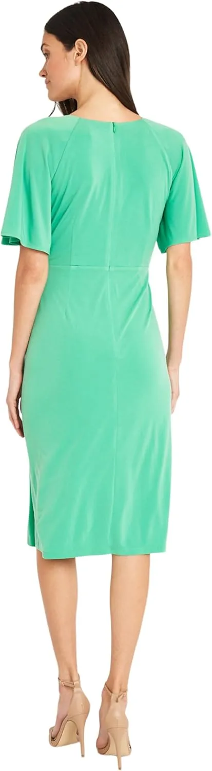 Maggy London Versatile V-Neck Flutter Sleeve Faux Wrap Wedding Guest Dresses for Women