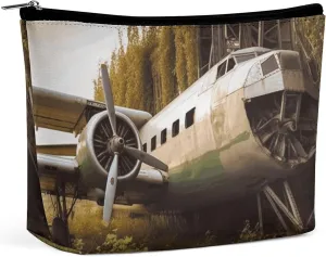 Makeup Bag Large Capacity Travel Makeup Bag PU Leather Cosmetic Bag for Women Abandoned Plane Toiletry Bag Portable Zipper Makeup Organizer