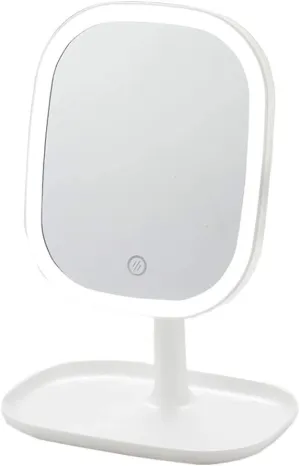 Makeup Mirror Vanity Makeup Mirror Makeup Mirror Desktop LED with Light Desktop Vanity Mirror Portable Portable Light Makeup Small Mirror Makeup Mirrors Cosmetic Mirror (Color : White), Pink