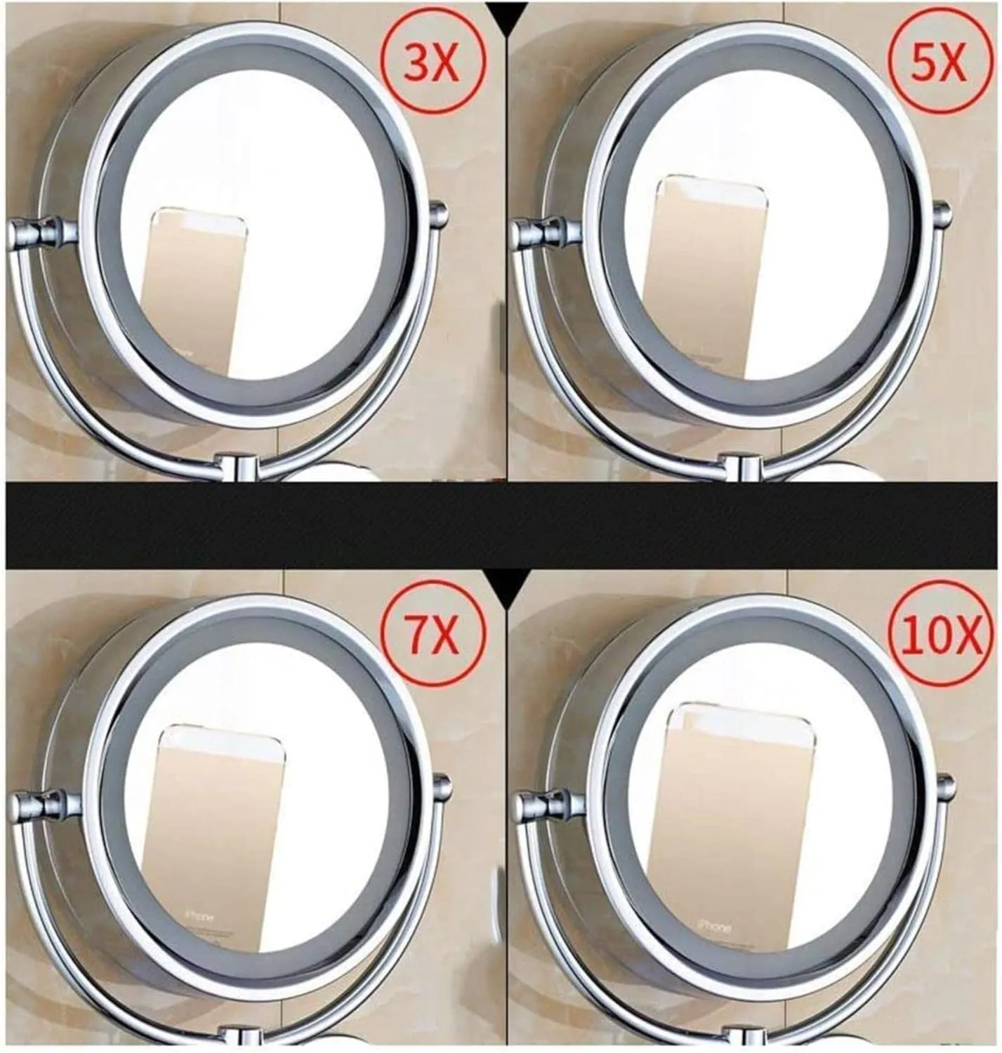 Makeup Mirror, Vanity Mirror Magnification Double Sided Cosmetic Mirror Extendable hroom Mirror for Hotel B