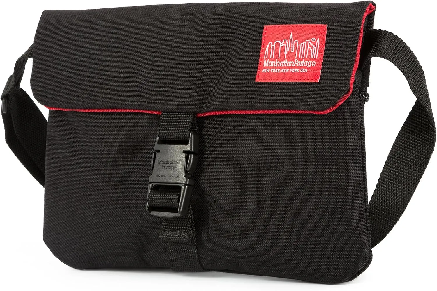Manhattan Portage Jones Shoulder Bag (water resistant, men, women, thin, flap, buckle closure, shoulder strap)