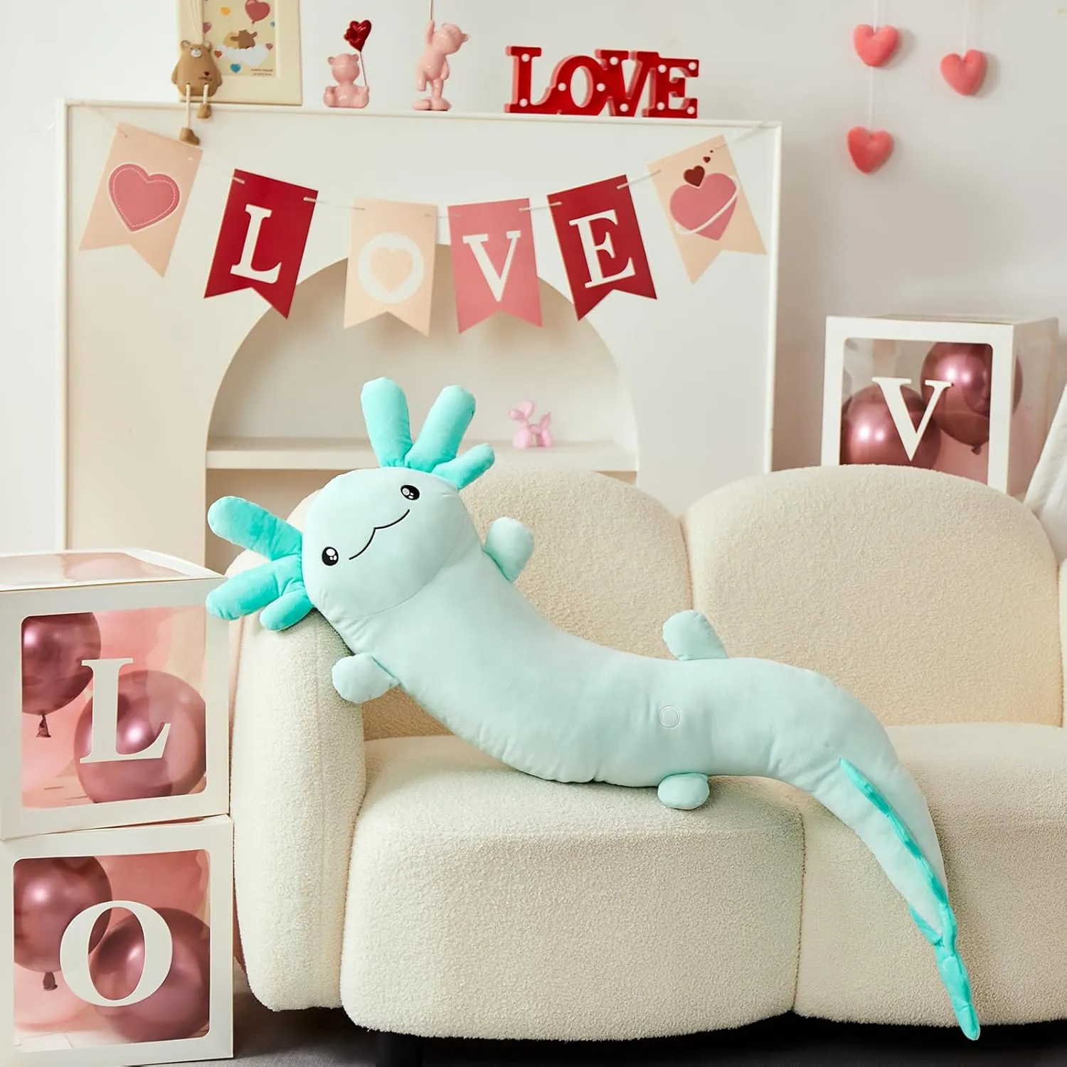 MaoGoLan Giant Axolotl Plush Stuffed Animal,Big Salamander Plush Pillow Toy,Jumbo Stuffed Salamander Body Pillow for Kids, Axolotl Plushies Glow in The Dark,Holiday Birthday Gifts Green