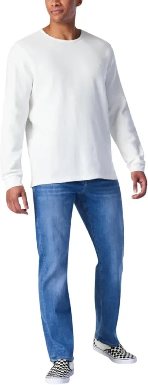 Mavi Matt Classic Men's Straight Leg Jeans, Mid-Rise Relaxed Fit Jeans for Men, Men's Sustainable Jeans, Light Brushed Feather Blue, Light Wash Blue Jeans, 42 x 34