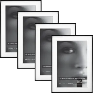 MCS Framatic Fineline Aluminum Frame, Black, 5 x 7 in matted to 4 x 6 in, 4 pk