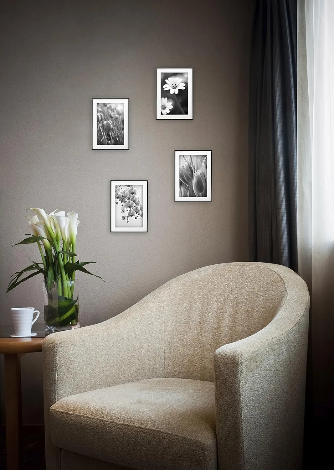 MCS Framatic Fineline Aluminum Frame, Black, 5 x 7 in matted to 4 x 6 in, 4 pk