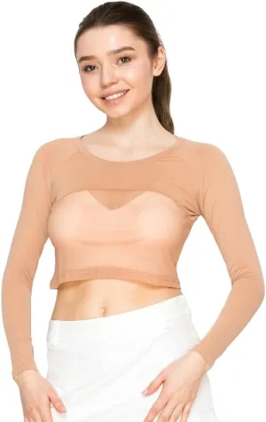 Medium Golf Cooling Innerwear Women UV Protection Base Layer Inner Top Shirt Long Sleeves Crew Neck Skin
