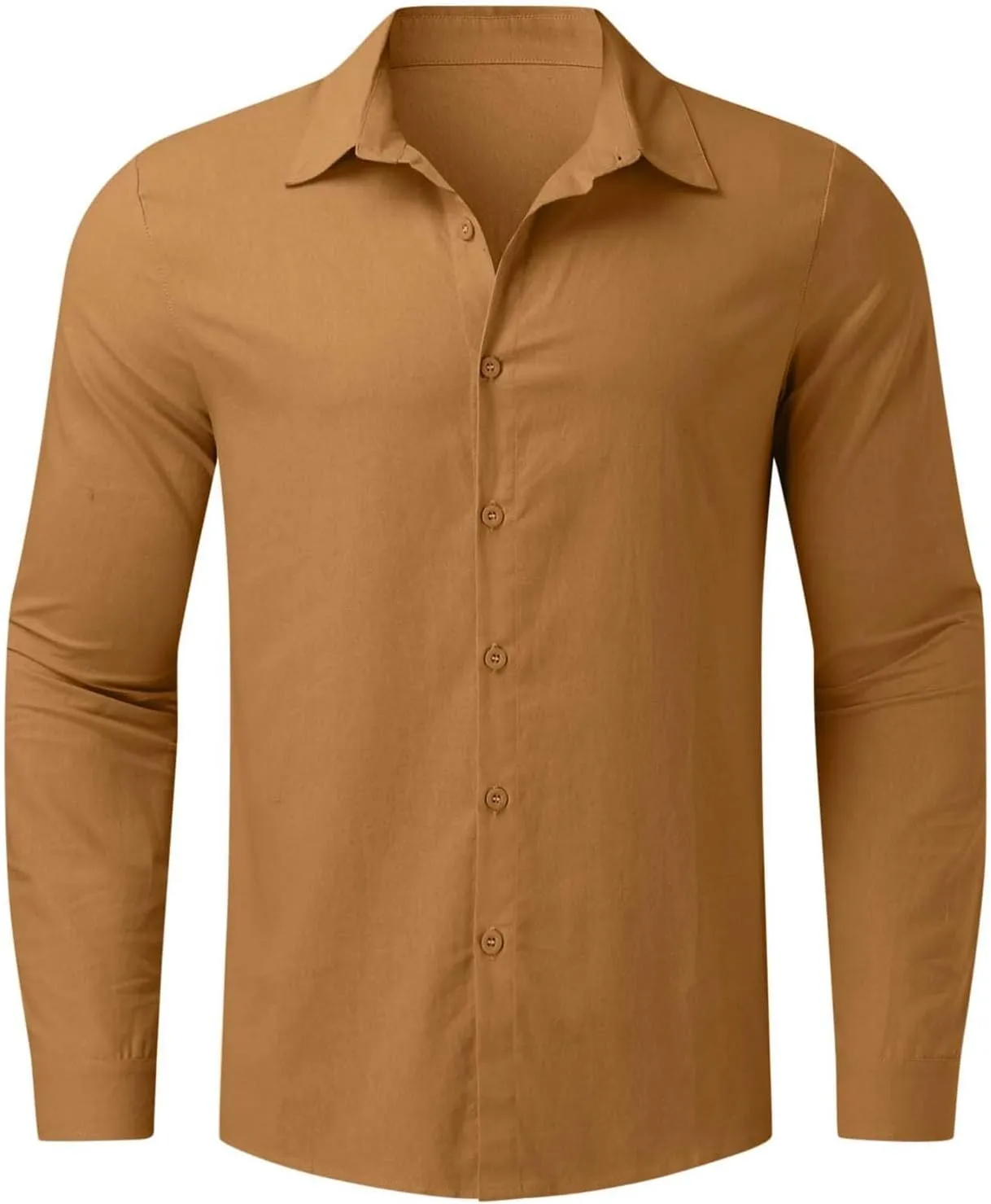 Mens Cotton Linen Long Sleeve Shirts Casual Lightweight Button Down T-shirts Summer Vacation Beach Tops Cuban Shirt