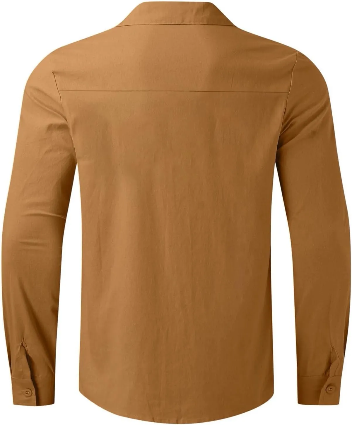 Mens Cotton Linen Long Sleeve Shirts Casual Lightweight Button Down T-shirts Summer Vacation Beach Tops Cuban Shirt