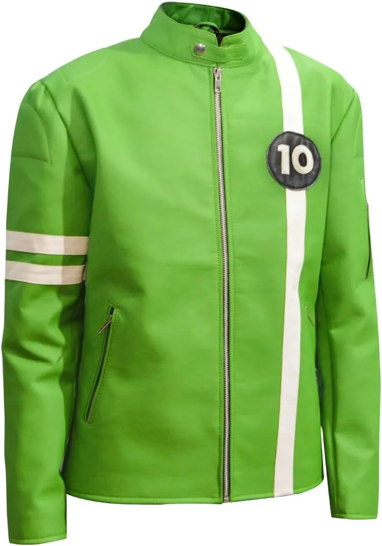 Men's Lambskin Green Alien10 Faux or PU Leather Jacket, Sizes XXS-3XL