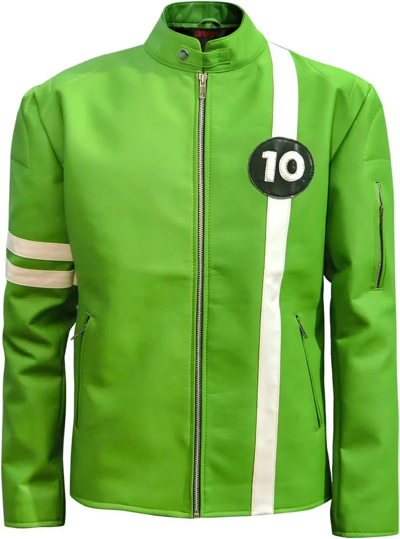 Men's Lambskin Green Alien10 Faux or PU Leather Jacket, Sizes XXS-3XL
