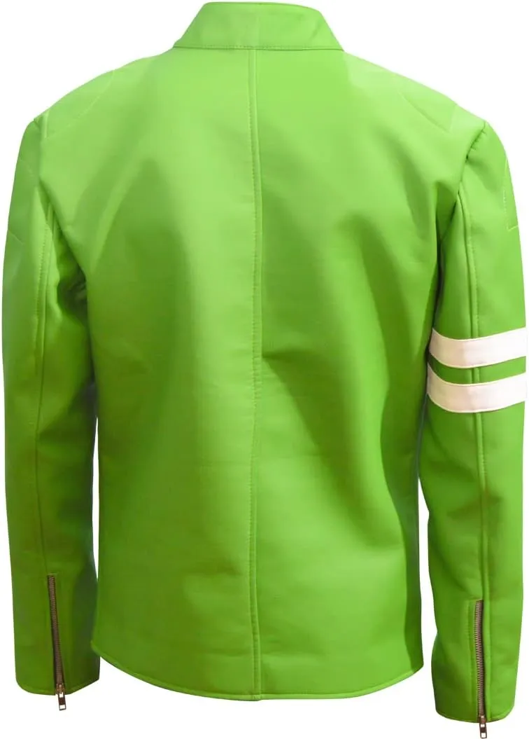 Men's Lambskin Green Alien10 Faux or PU Leather Jacket, Sizes XXS-3XL