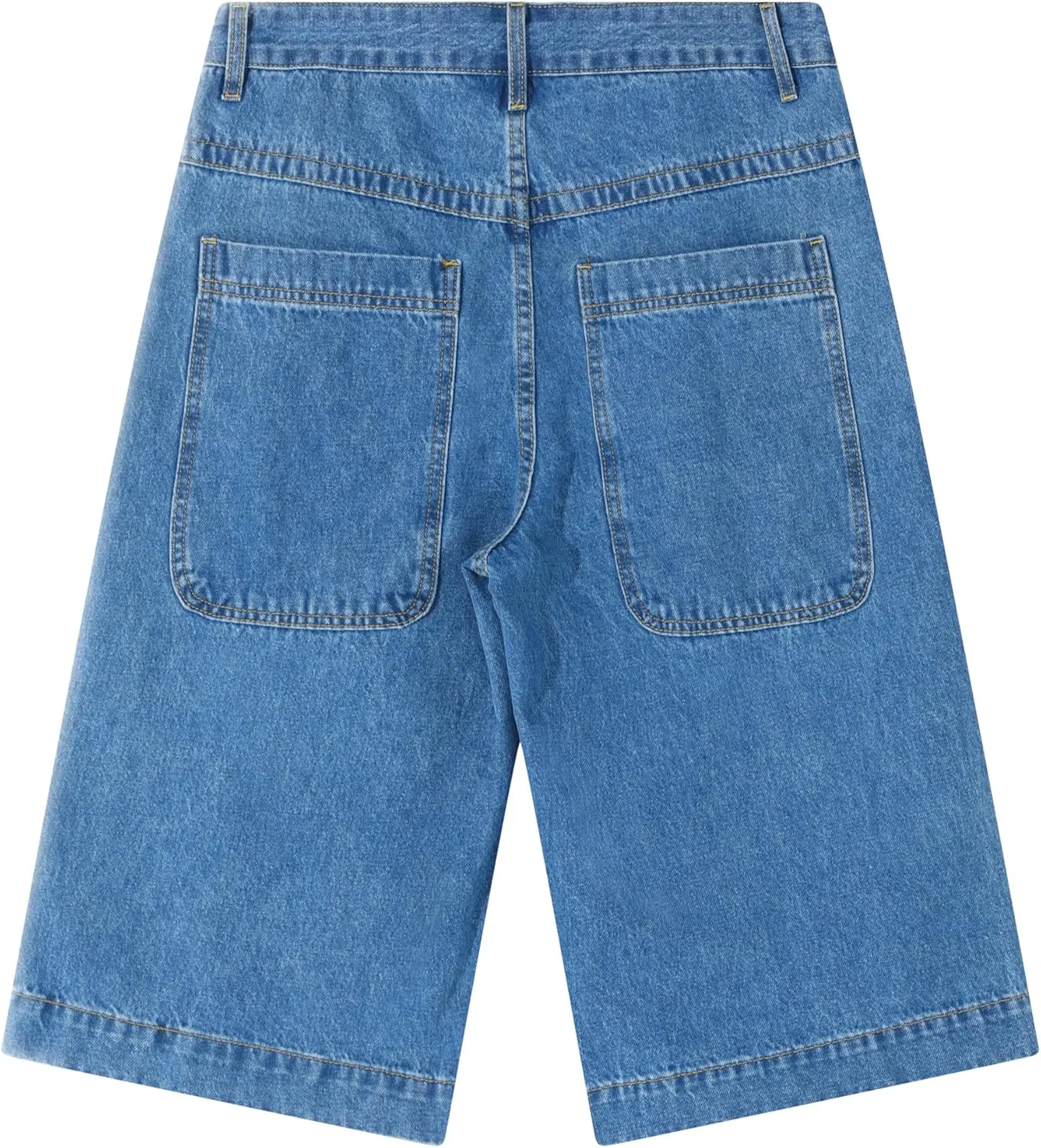 Men's Non-Stretch Relaxed Fit Wide-Leg Baggy Long Denim Shorts-14 Inseam Below Knee