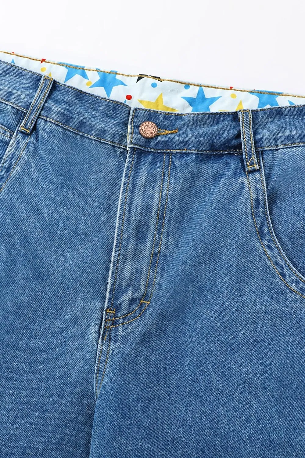 Men's Non-Stretch Relaxed Fit Wide-Leg Baggy Long Denim Shorts-14 Inseam Below Knee