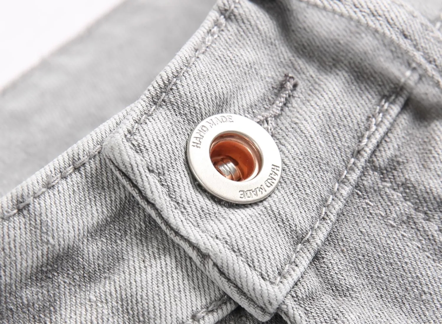 Men's Ripped Patch Elastic Jeans Fashion Slim Fit Regular Denim Pants