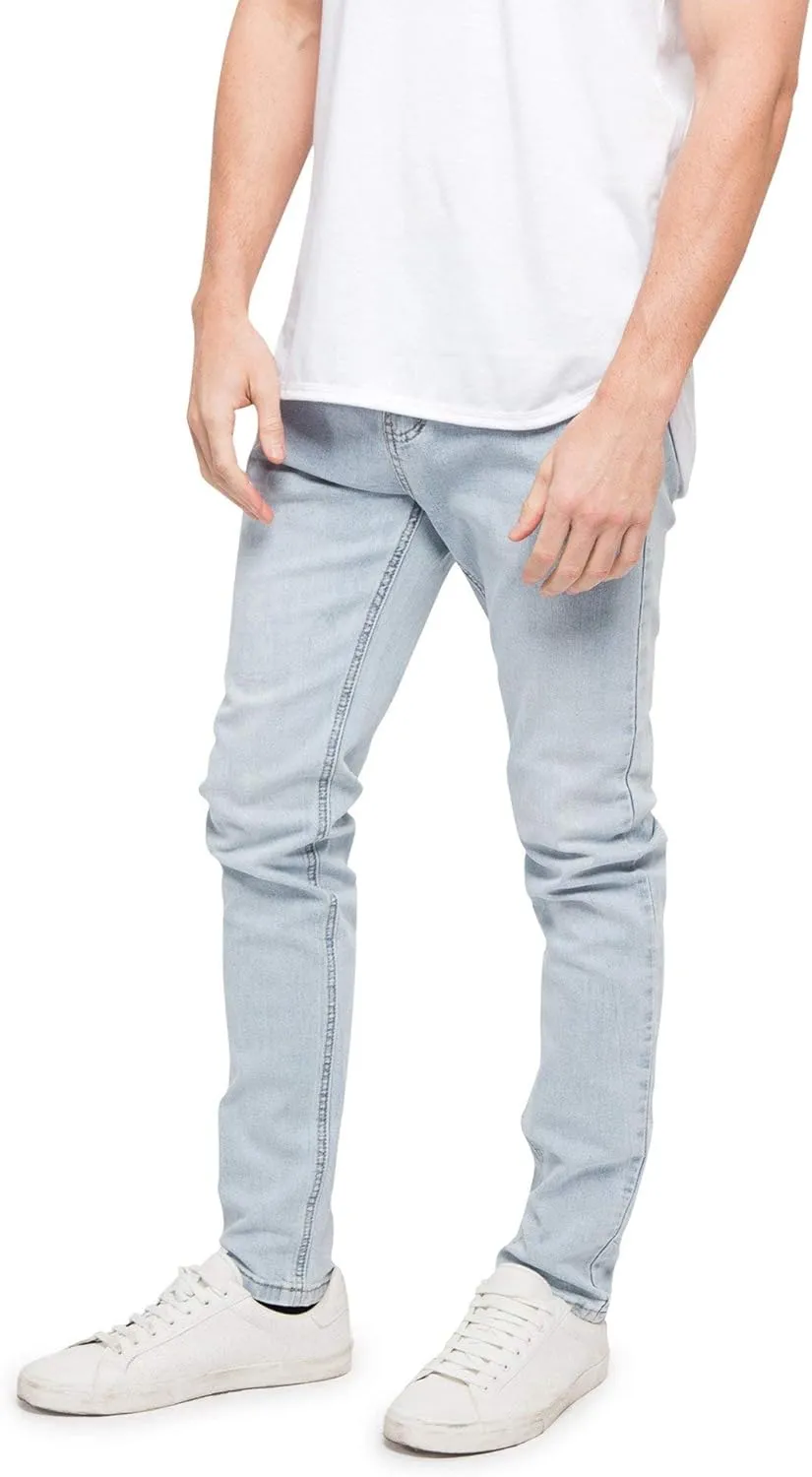Mens Skinny Slim Fit Stretch Raw Denim Jeans
