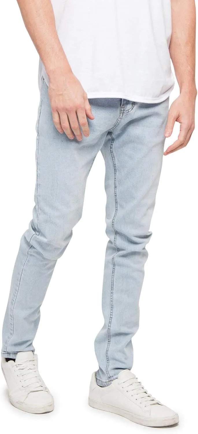 Mens Skinny Slim Fit Stretch Raw Denim Jeans