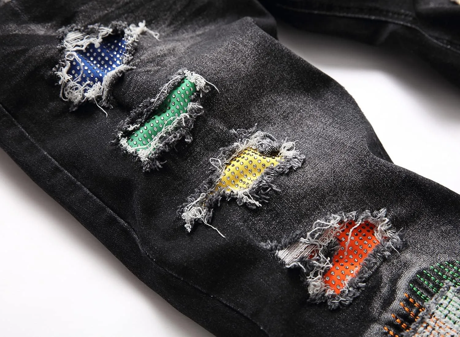 Men's Slim Fashion Ripped Straight Holes Stretchy Jeans