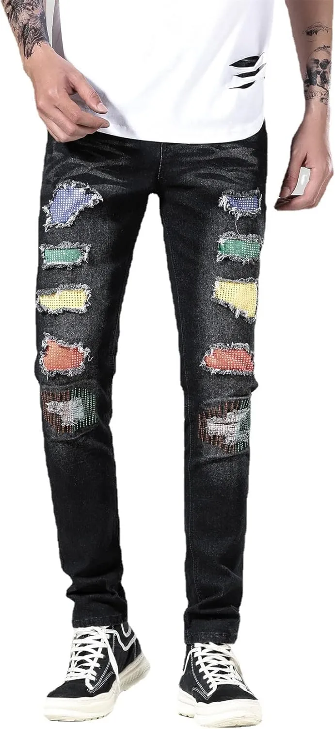 Men's Slim Fashion Ripped Straight Holes Stretchy Jeans