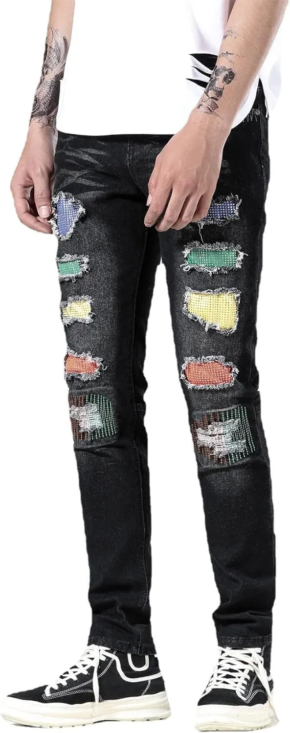 Men's Slim Fashion Ripped Straight Holes Stretchy Jeans