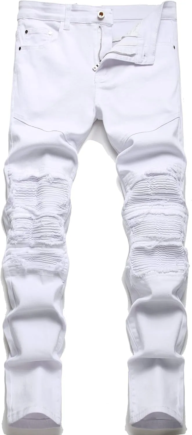 Men's Slim Fashion Ripped Straight Holes Stretchy Jeans