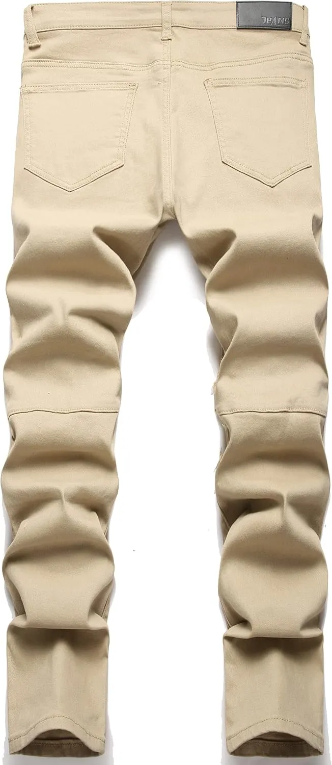 Men's Slim Fashion Ripped Straight Holes Stretchy Jeans