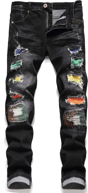 Men's Slim Fashion Ripped Straight Holes Stretchy Jeans