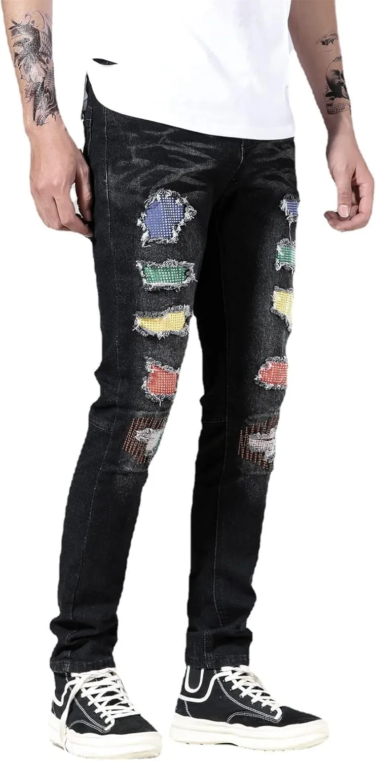 Men's Slim Fashion Ripped Straight Holes Stretchy Jeans