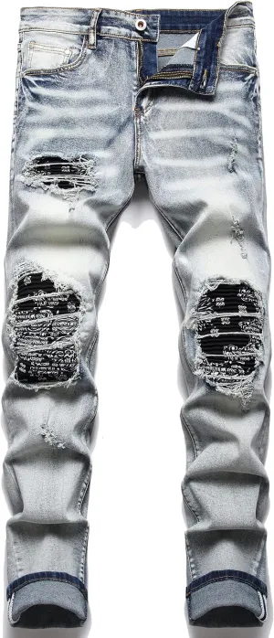 Men's Slim Fashion Ripped Straight Holes Stretchy Jeans