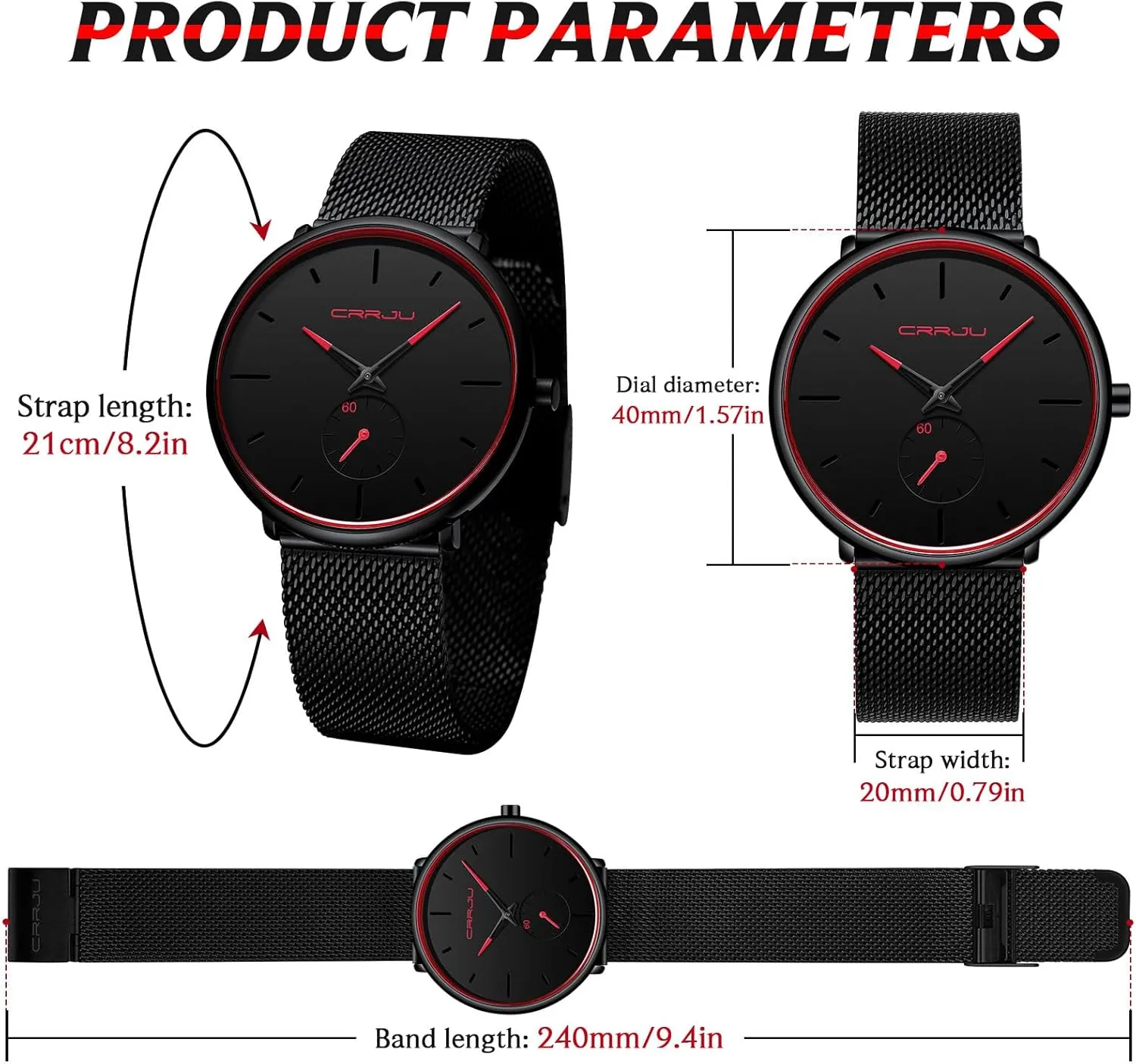 Mens Watches Ultra-Thin Minimalist Waterproof - Fashion Wrist Watch for Men Unisex Dress with Stainless Steel Mesh Band