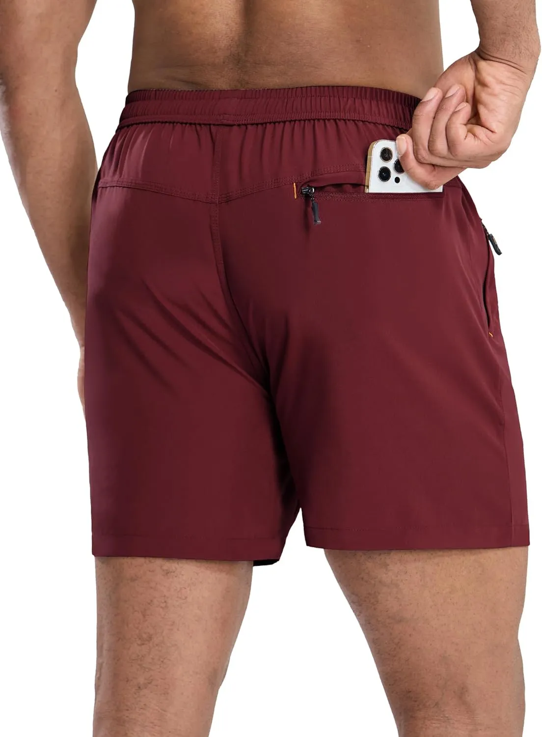 MIER Mens 5 Inch Shorts for Running Athletic Workout Dry Fit Gym Training Shorts with Zipper Pockets, No Liner